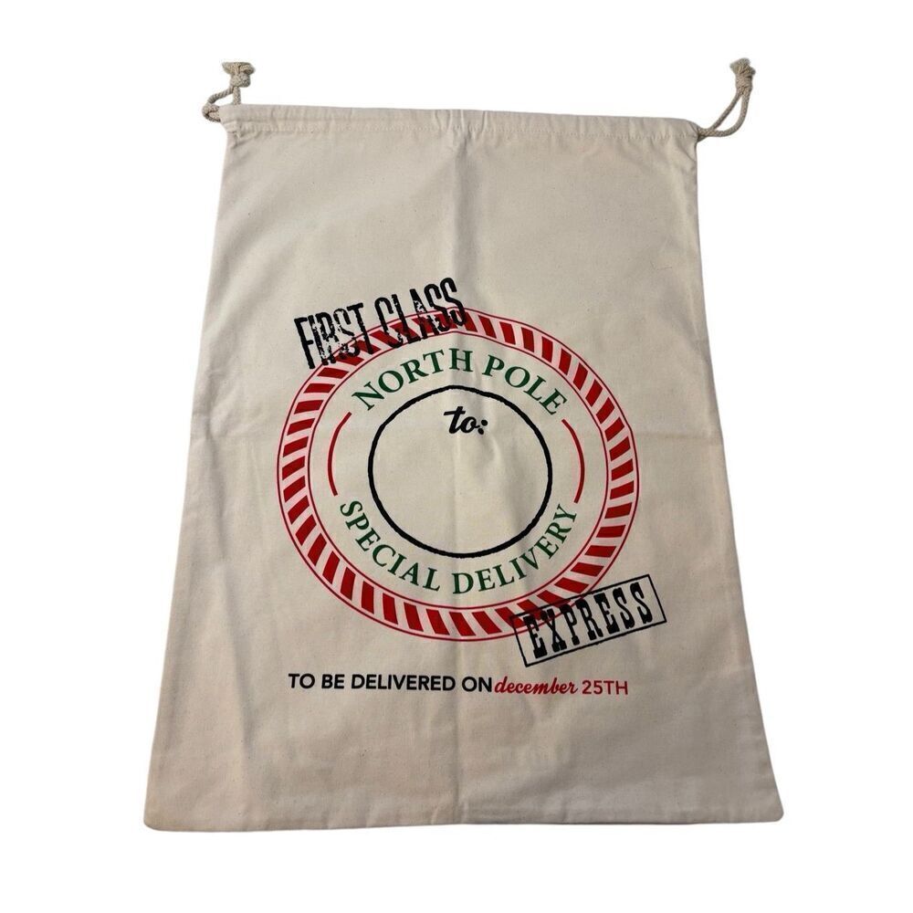 NWOT large canvas Christmas Santa sack with drawstring.